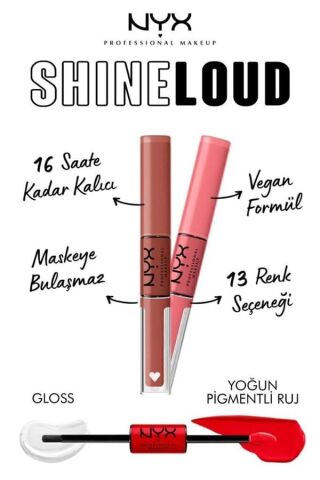 NYX Professional Makeup Shine Loud High Shine Lip Color Ambition Statement - Dudak Parlatıcısı