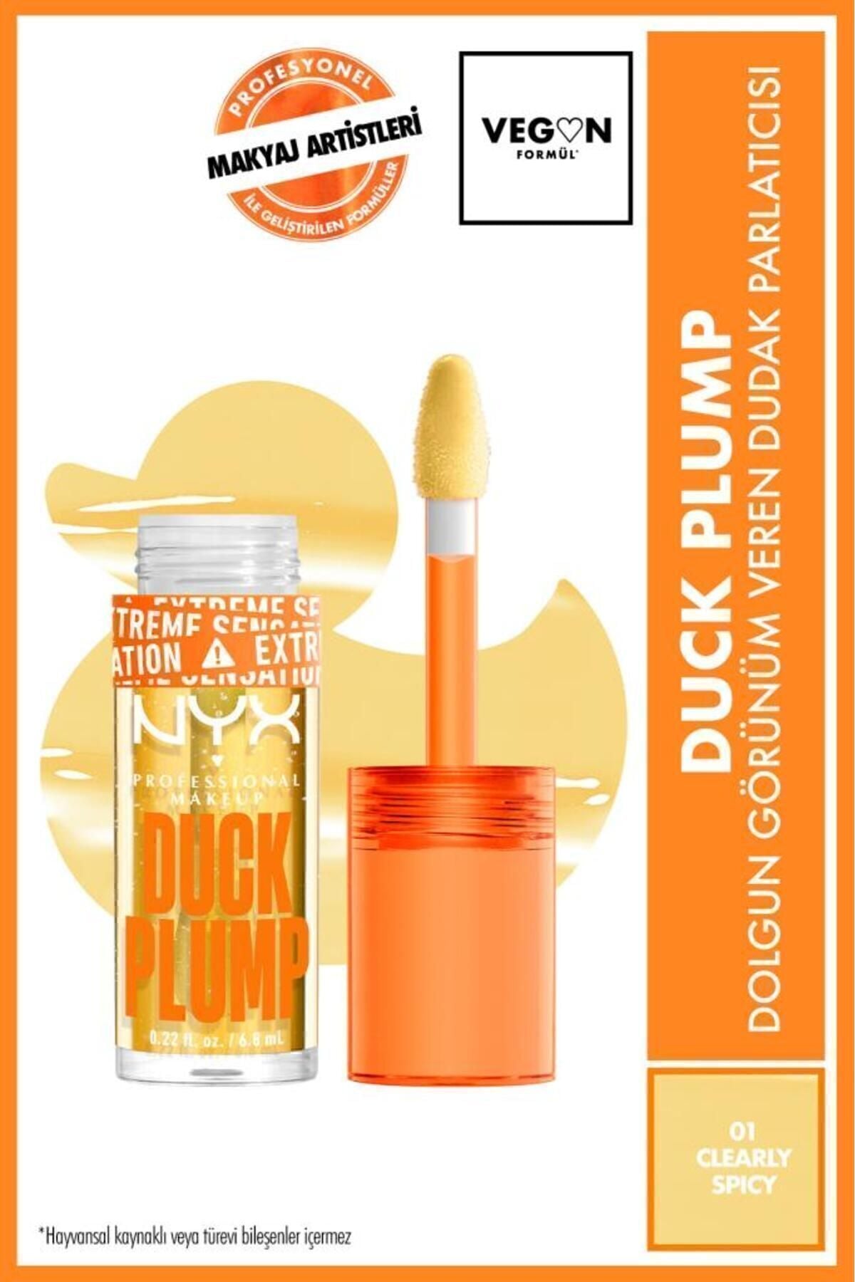 NYX Professional Makeup Duck Plump Dolgun Görünüm Veren Dudak Parlatıcısı - Şeffaf - 01 Clearly Spicy
