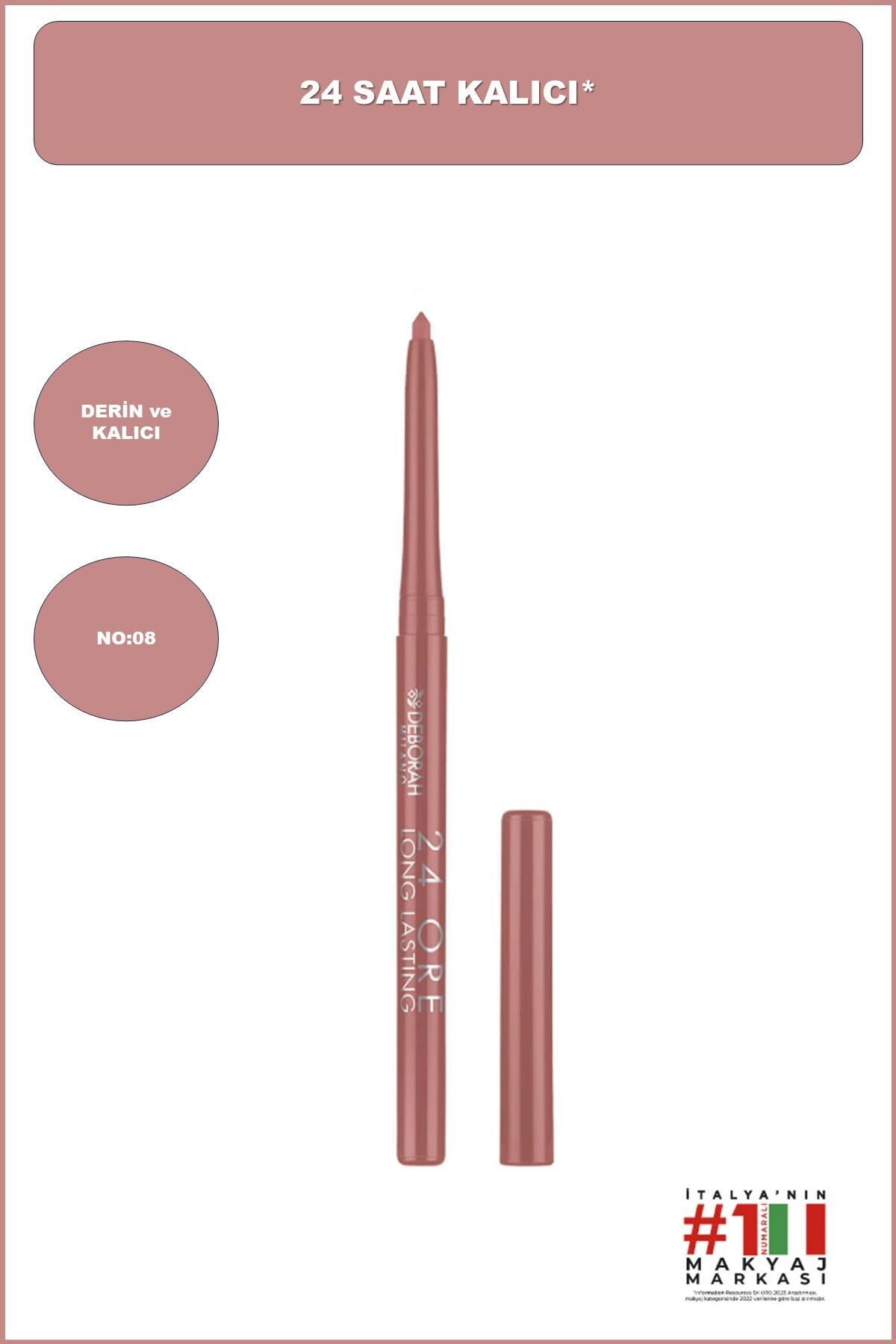 24ore Long Lasting Automatic Dudak Kalemi No: 8