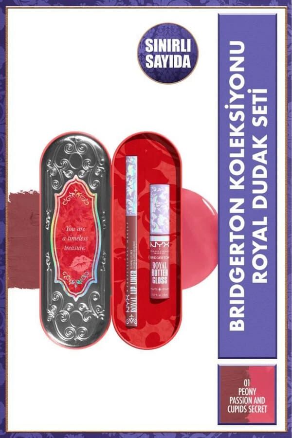 NYX Professional Makeup  Bridgerton Koleksiyonu Royal Dudak Seti - Peony Passion And Cupids Secret