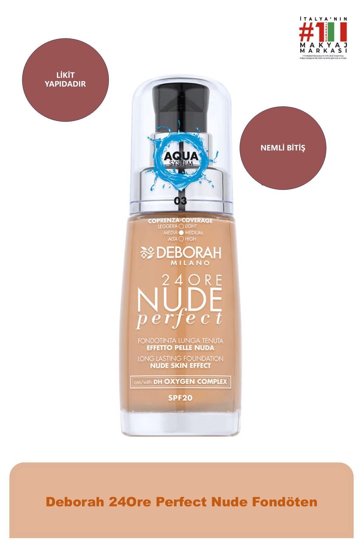 24Ore Perfect Nude Fondöten No: 03 Sand 8009518364712