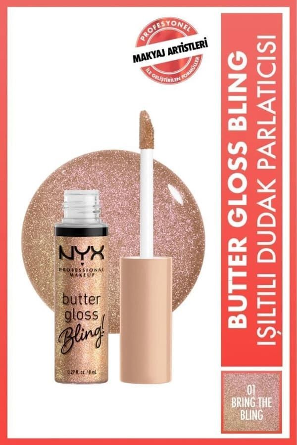 NYX Professional Makeup  Butter Gloss Bling Işıltılı Dudak Parlatıcısı - 01 Bring The Bling