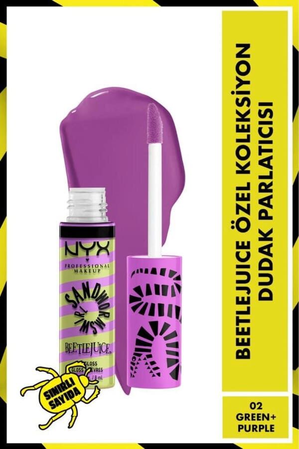 NYX Professional Makeup Beetlejuice Özel Koleksiyon Dudak Parlatıcısı - 02 Green + Purple