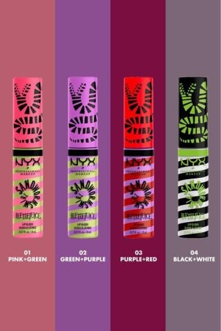 NYX Professional Makeup Beetlejuice Özel Koleksiyon Dudak Parlatıcısı - 01 Pink + Green