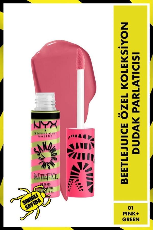 NYX Professional Makeup Beetlejuice Özel Koleksiyon Dudak Parlatıcısı - 01 Pink + Green