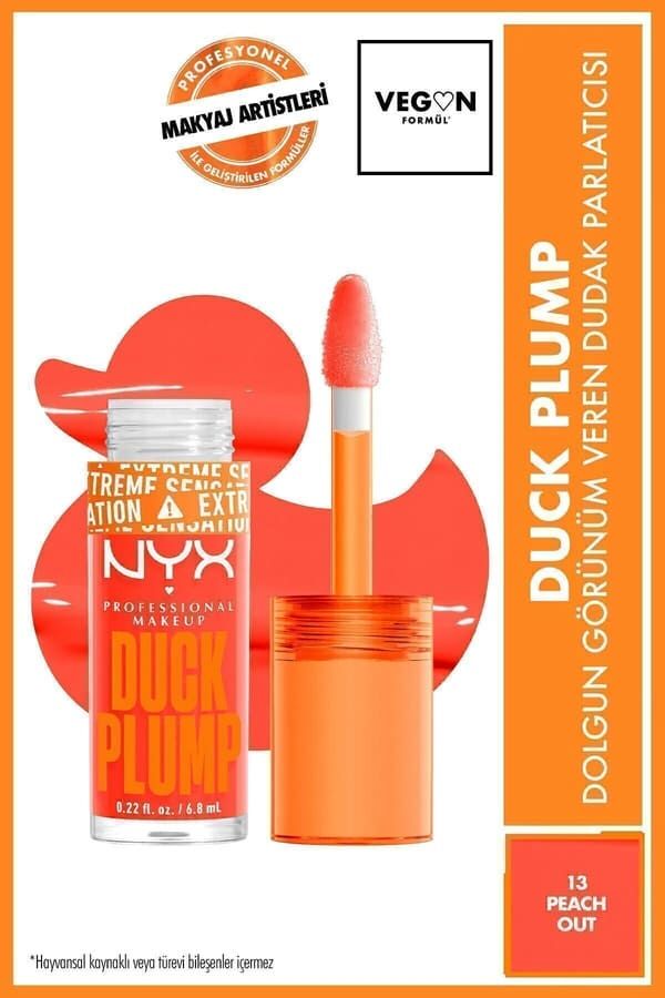 NYX Professional Makeup Duck Plump Dolgun Görünüm Veren Dudak Parlatıcısı - 13 Peach Out