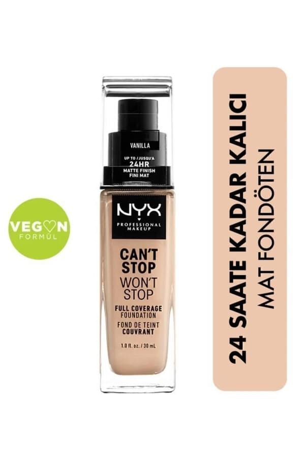 NYX Professional Makeup Fondöten - Can't Stop Won't Stop Full Coverage Foundation 06 Vanilla