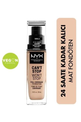 NYX Professional Makeup Fondöten - Can't Stop Won't Stop Full Coverage Foundation 06 Vanilla