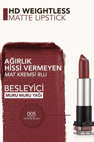 Flormar HD Weightless Matte Lipstick 005 intense Blush