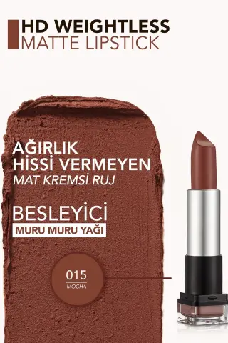 Flormar HD Weightless Matte Lipstick 015 Mocha