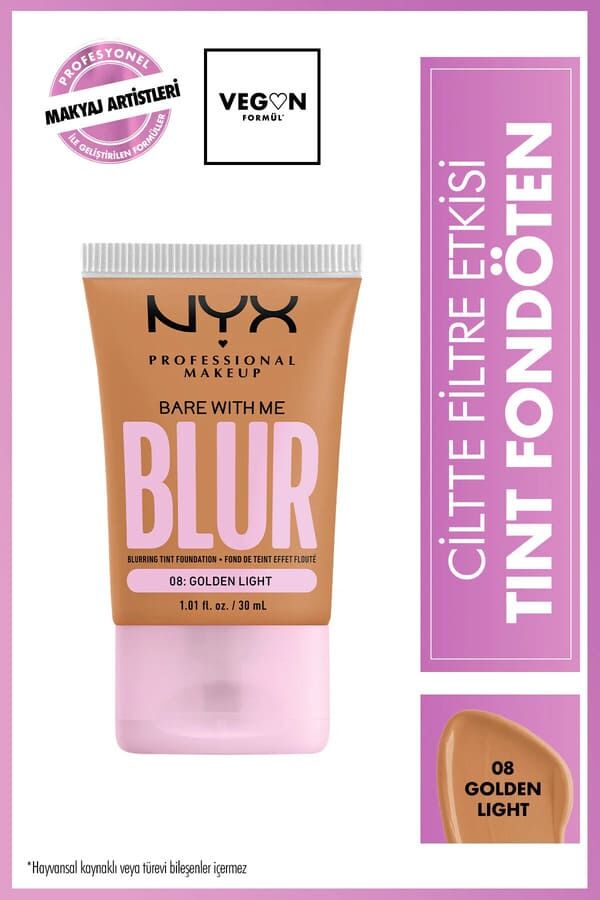 NYX Professional Makeup  Blur Tint Ciltte Filtre Etkili Fondöten - 08 Golden Light