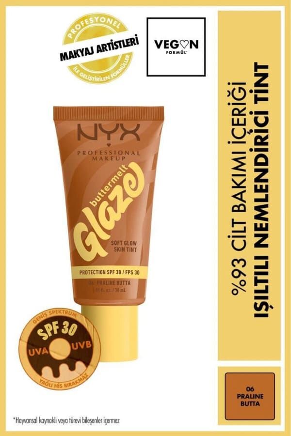 NYX Professional Makeup  Buttermelt Glaze Işıltılı Nemlendirici Tint - 06 Praline Butta