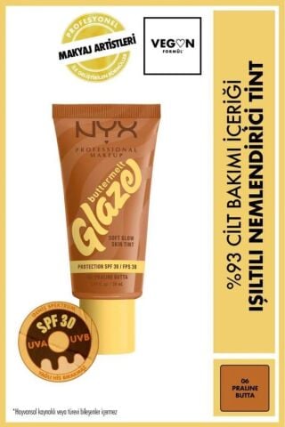 NYX Professional Makeup  Buttermelt Glaze Işıltılı Nemlendirici Tint - 06 Praline Butta