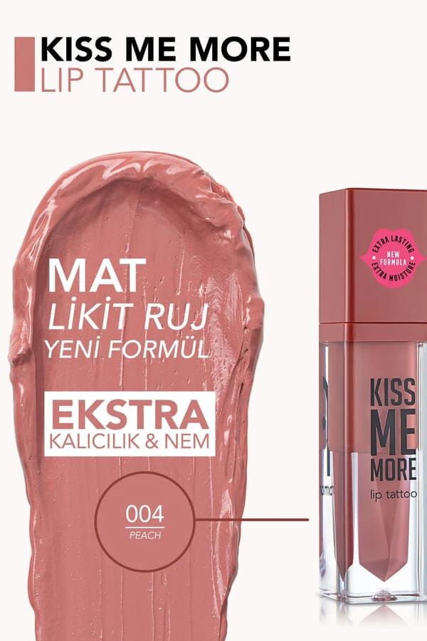 Flormar  Uzun Süre Kalıcı Mat Ruj - Kiss Me More - 004 Peach