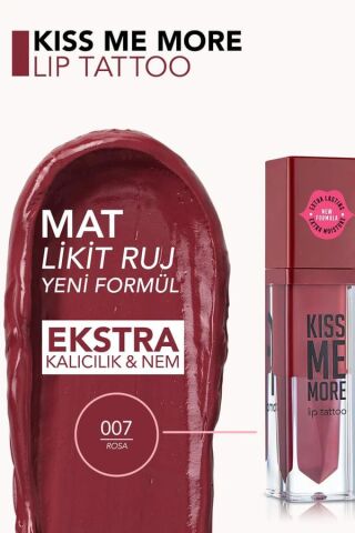 Flormar  Uzun Süre Kalıcı Mat Ruj - Kiss Me More - 007 Rosa