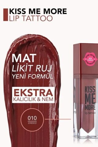Flormar  Uzun Süre Kalıcı Mat Ruj - Kiss Me More - 010 Choco