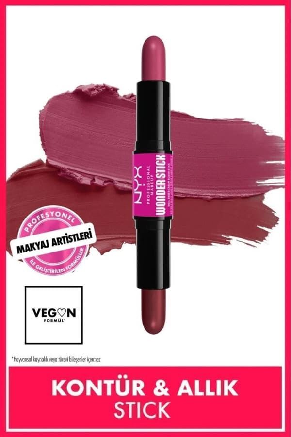 NYX Professional Makeup Wonder Stick Çift Taraflı Krem Allık Stick - Deep Magenta and Ginger