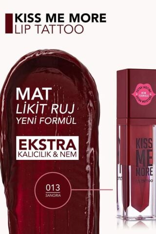 Flormar  Uzun Süre Kalıcı Mat Ruj - Kiss Me More - 013 Sangria