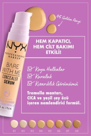 NYX Professional Makeup Bare With Me Kapatıcı Serum 5.5 Medium Golden Concealer