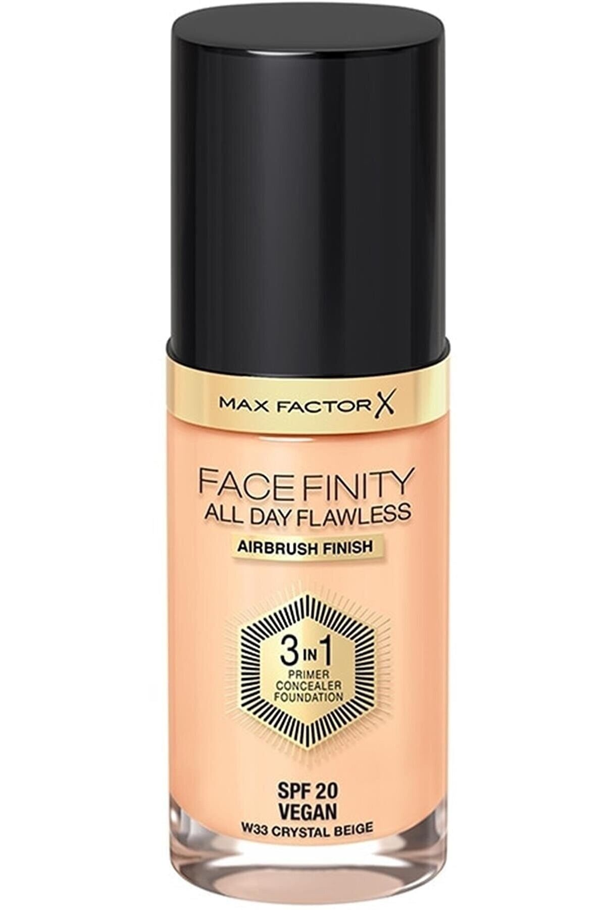 Facefinity 3'ü 1 Arada Kalıcı Fondöten W33 Crystal Beige