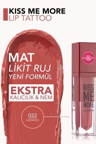 Flormar  Uzun Süre Kalıcı Mat Ruj - Kiss Me More - 022 Rosewood