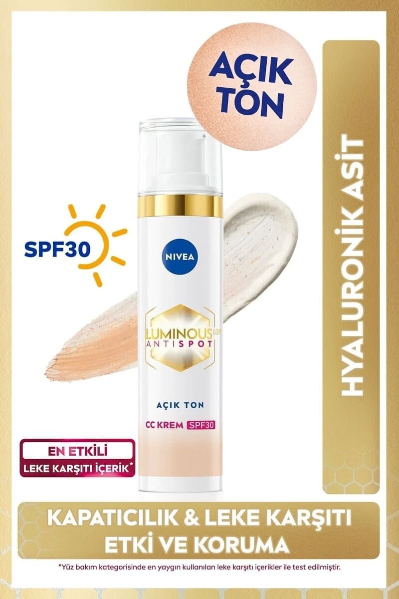 Nivea Luminous630 Leke Karşıtı CC Krem SPF30 Açık Ton 40 ml