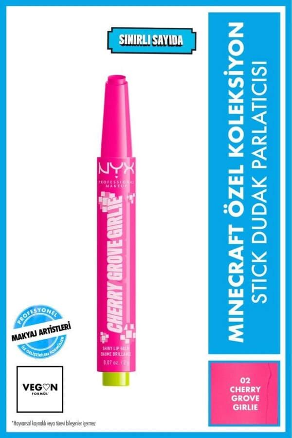 NYX Professional Makeup Minecraft Özel Koleksiyon Stick Dudak Parlatıcısı - 02 Cherry Grove Girlie