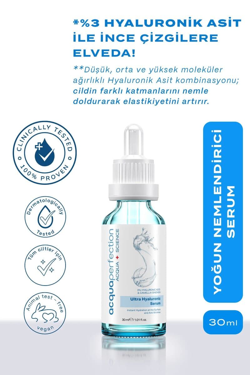 Acqua Perfection Ultra Hyaluronic Yoğun Nemlendirici Kırışık Karşıtı %3 Hyaluronik Serum 30 ml