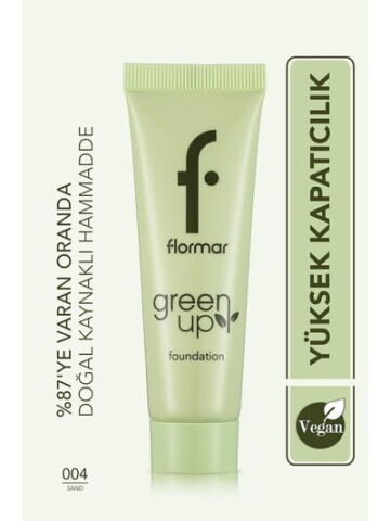 Flormar Yarı Mat Bitişli Su Bazlı Vegan Fondöten (Soğuk Alt Ton) - Green Up Foundation - 004