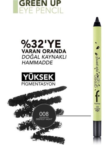 Flormar Green Up Vegan Yüksek Pigmentli Göz Kalemi - 008 Deepst Nght