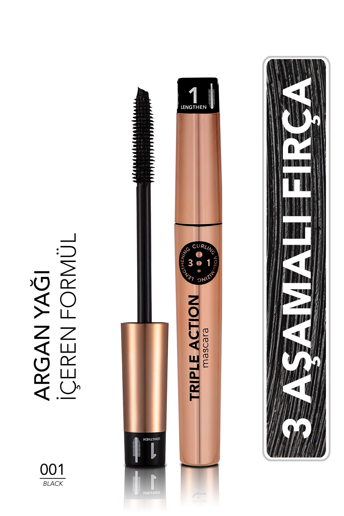 Flormar  Triple Action Mascara - 001 - 8690604275588