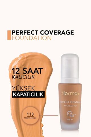 Flormar Yoğun Kapatıcı Su Bazlı Fondöten (sıcak Alt Ton) - Perfect Coverage Foundation - 113 - 8690604247813