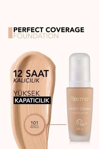 Flormar Yoğun Kapatıcı Su Bazlı Fondöten (Sıcak Alt Ton) - Perfect Coverage Foundation - 101 - 8690604085897