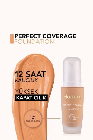 Flormar Yoğun Kapatıcı Su Bazlı Fondöten (Nötr Alt Ton) - Perfect Coverage Foundation - 121 - 8690604365708