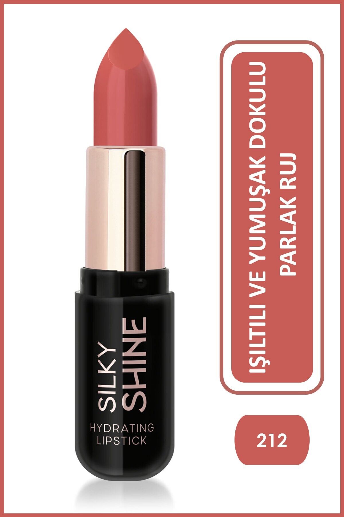 Silky Shine Jojoba Yağı ve E vitamini İçeren Nemlendirici Etkili Parlak Ruj No:212