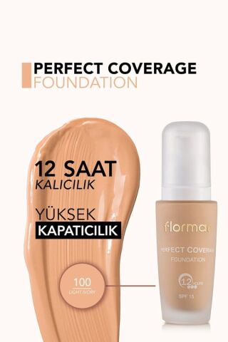 Flormar  Yoğun Kapatıcı Su Bazlı Fondöten (Soğuk Alt Ton) - Perfect Coverage Foundation - 100 - 8690604365890