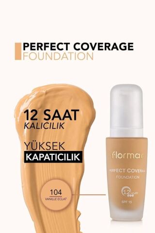 Flormar Yoğun Kapatıcı Su Bazlı Fondöten(SICAK ALT TON)-perfect Coverage Foundation-104 -8690604085927
