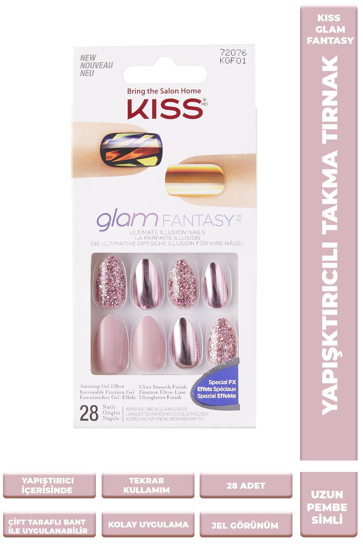 Takma Tırnak Seti Tırnak Yapıştırıcılı - Kgf01c - 731509720761