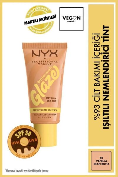 NYX Professional Makeup Buttermelt Glaze Işıltılı Nemlendirici Tint - 02 Vanilla Bean Butta