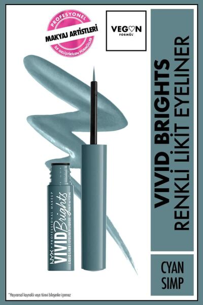 NYX Professional Makeup Vivid Brights Likit Eyeliner - Cyan Simp