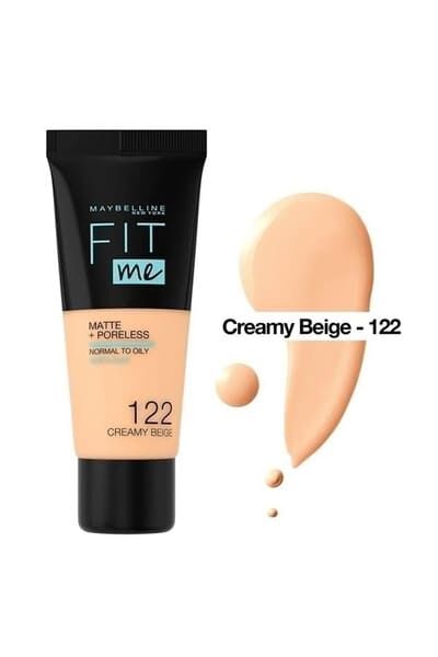 Maybelline New York Mat Fondöten - Fit Me Matte + Poreless Foundation No: 122
