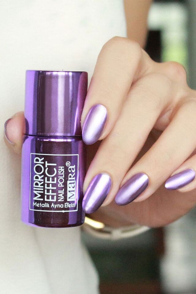 Mor Metalik Ayna Efektli Oje