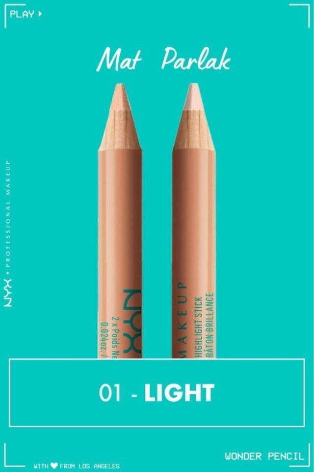 NYX Professional Makeup Wonder Pencil Çift Taraflı Aydınlatıcı & Kapatıcı Kalem - Light