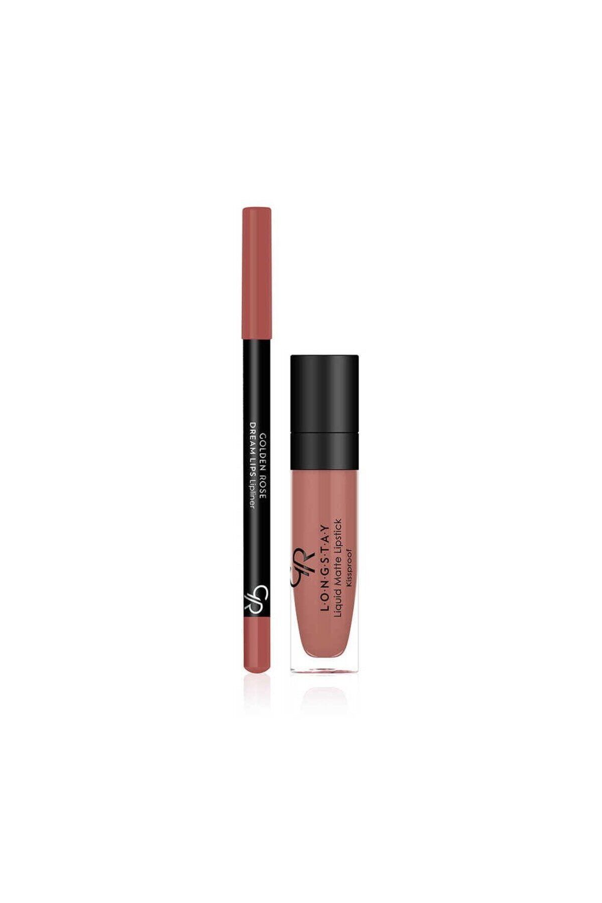 Matte Lip Kit Warm Nude Avokado ve Pamuk Yağlı Mat Ruj & Dudak Kalemi 5,5 ml + 1,6 g