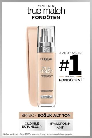L'Oréal Paris True Match Bakım Yapan Fondöten - 3C Soğuk Alt Ton