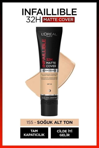 L'oréal Paris Infaillible 32h Matte Cover Yüksek Kapatıcı Fondöten - 155 Soğuk Alt Ton