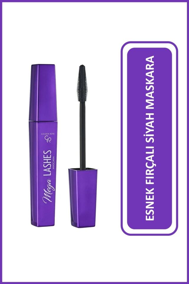 Golden Rose Mega Lashes Mascara Çift Taraflı Esnek Fırçalı Yoğun Siyah Maskara
