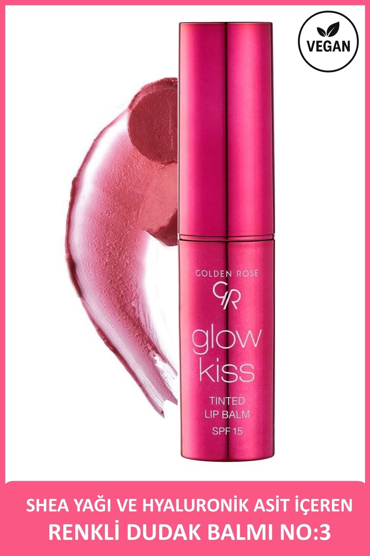 Glow Kiss Tinted Lip Balm  Renkli Dudak Balmı 03 Berry Pink 3 g