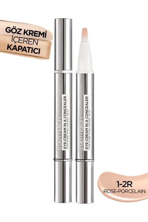 L'Oreal Paris True Match Göz Kremi İçeren Kapatıcı 2'si 1 Arada 1-2R Rose Porcelain