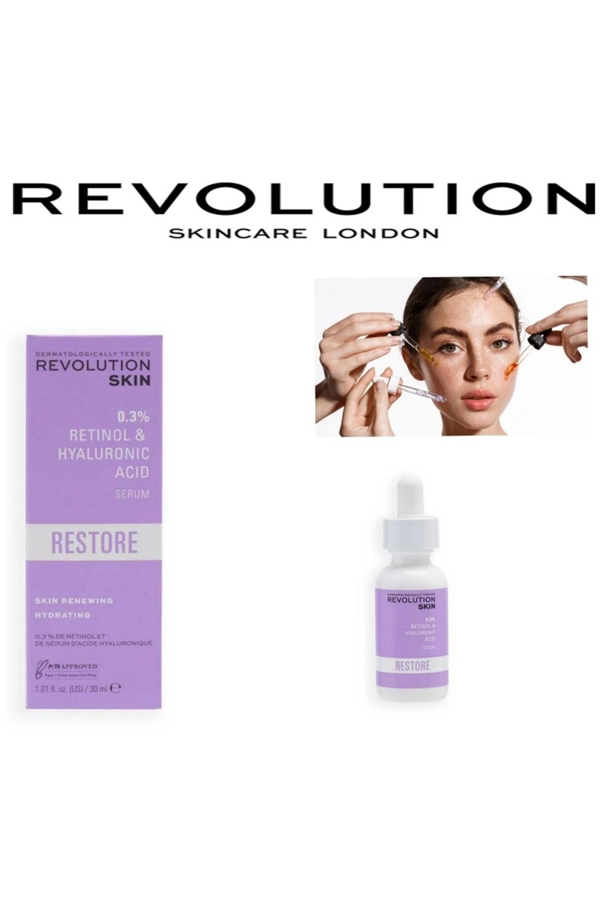 Revolution Cilt Bakımı - Vitaminler Ve Hyaluronik Asit Içeren Serum Restore %0,3 Retinol-30 Ml